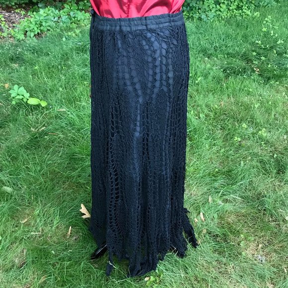 Vintage Black crochet Maxi Skirt - Picture 6 of 11